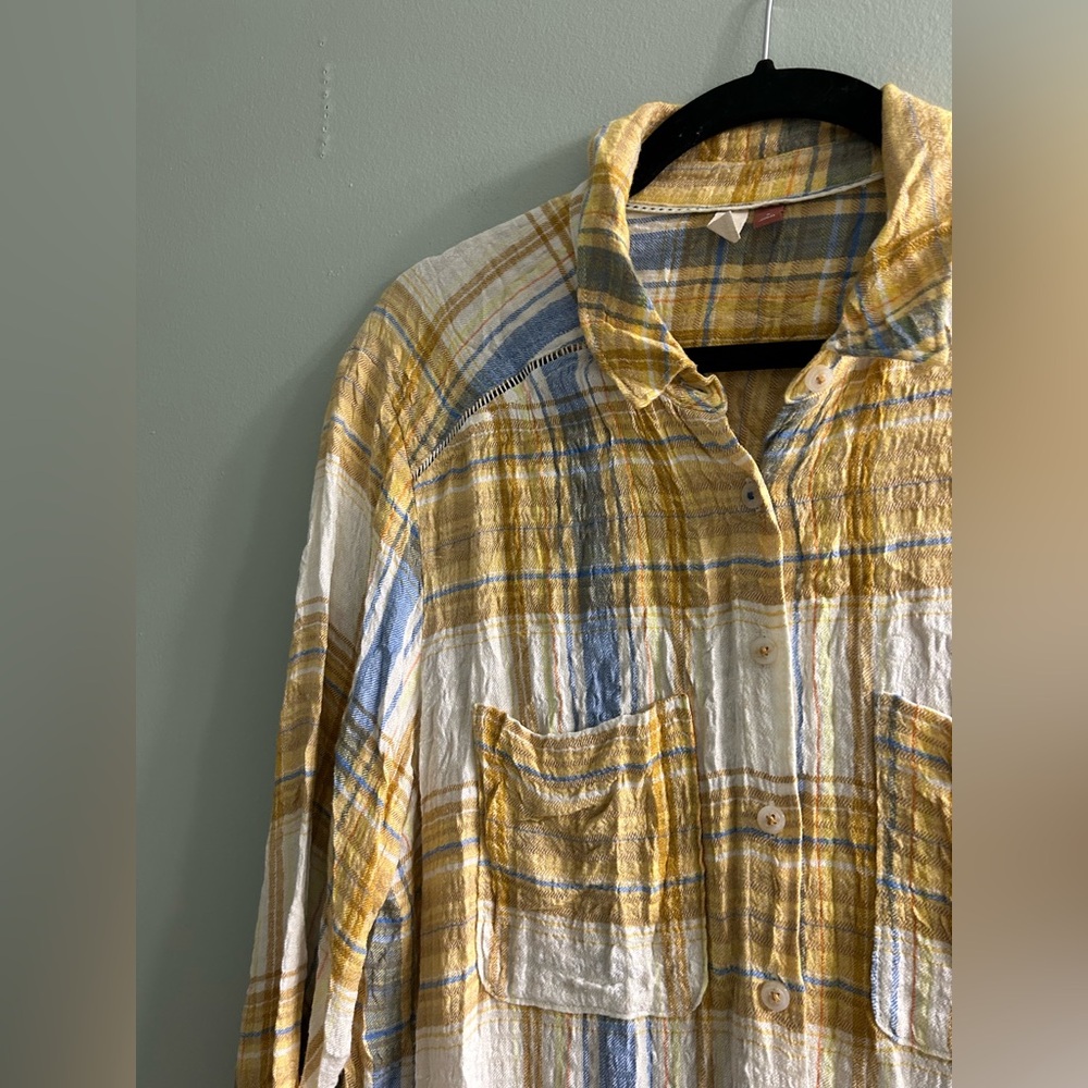 Pilcro for Anthropologie Side-Slit Maxi Tunic Buttondown Neutral Motif textured - Picture 9 of 11